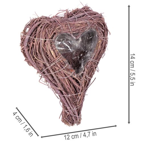 Miska v tvare srdca s vetvičkami a fóliovou vložkou na kvetinové aranžmány, 14 cm, 2 kusy | Floristik24.sk