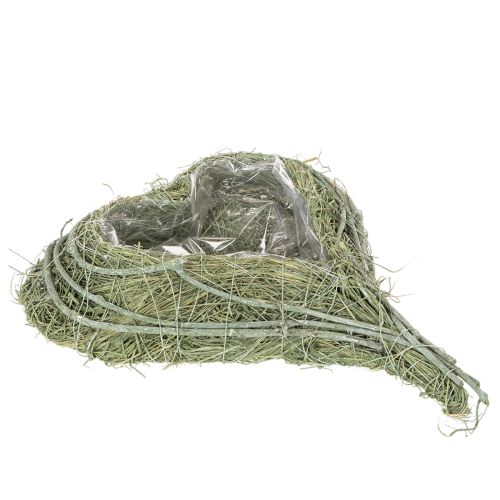Miska v tvare srdca z prírodnej trávy s fóliou na výsadbu, 38 cm kúpiť | Floristik24.sk