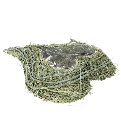 Miska v tvare srdca z prírodnej trávy s fóliou na výsadbu, 38 cm | Floristik24.sk
