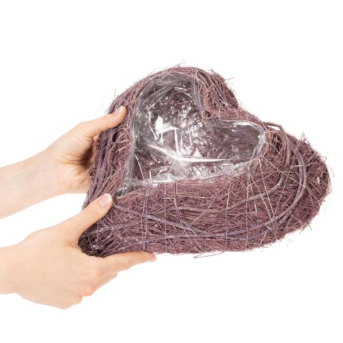 Miska v tvare srdca z vetvičiek s fóliovou vložkou, 37 cm | Floristik24.sk
