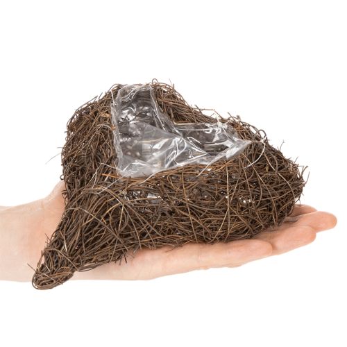 Kvetináč v tvare srdca z vetvičiek s fóliou, 20 cm, 2 kusy | Floristik24.sk