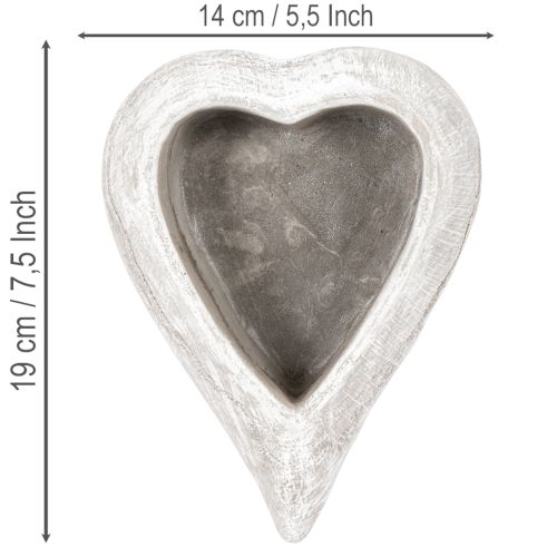 Dekoratívna miska v tvare srdca, sivá; malý kvetináč v tvare srdca, 19 cm | Floristik24.sk