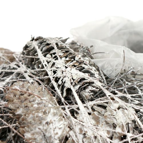 Floristik24 Rastlinné srdce šiška 20x20cm bielené 3ks