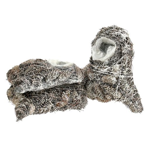 Floristik24 Rastlinné srdce šiška 20x20cm bielené 3ks