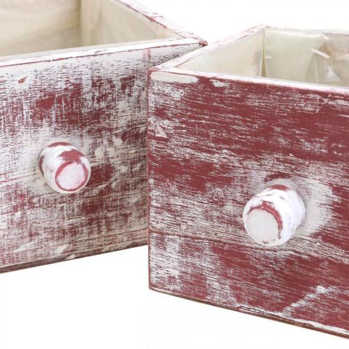položky Krabička na rastliny ošúchaná elegantná dekoratívna zásuvka červená biela sada 2 ks