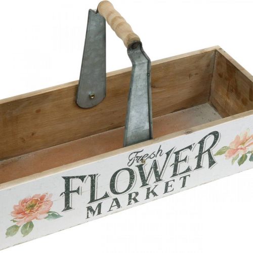 položky Debnička na rastliny, kvetinová dekorácia, drevená debnička na sadenie, kvetináč nostalgického vzhľadu 41,5×16cm
