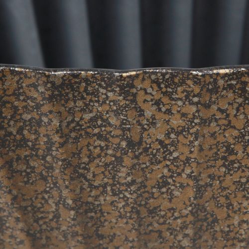 Floristik24 Miska na kvetináč s drážkami oválna loďka antracitovo zlatá 36 cm