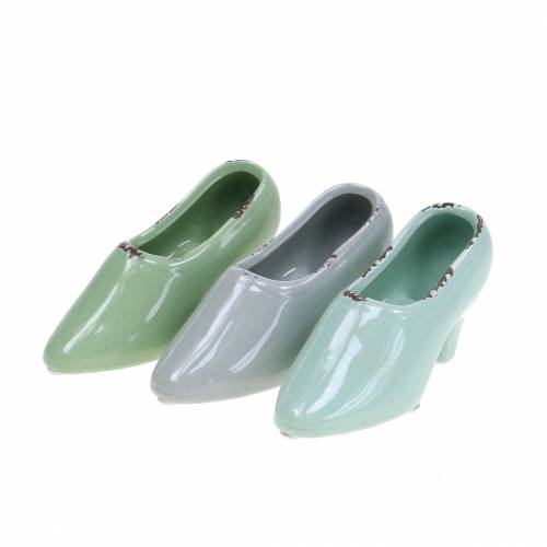 Floristik24 Kvetináč dámska topánka keramická tyrkysová, zelená, modrá sivá Rozmanité 14×5cm V7cm 6ks