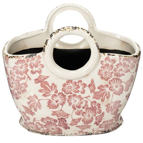 položky Dekoratívny kvetináč s rúčkou, kvetinový, 21 cm