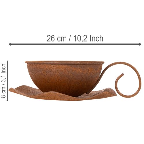 Kvetináč s podšálkou, hrdzavý povrch, Ø19,5 cm, V8 cm | Floristik24.sk