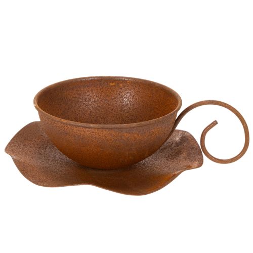 Kvetináč s podšálkou, hrdzavý povrch, Ø19,5 cm, V8 cm | Floristik24.sk