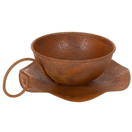 Kvetináč s podšálkou, hrdzavý povrch, Ø19,5 cm, V8 cm | Floristik24.sk