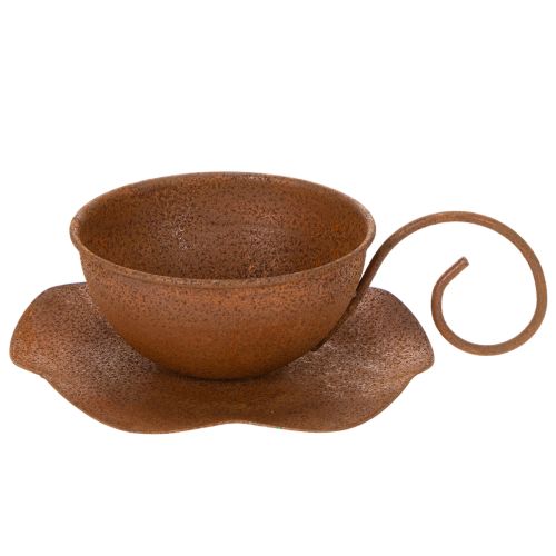 Vintage hrdzavo sfarbený kvetináč s podšálkou, Ø17,5 cm V6 cm | Floristik24.sk