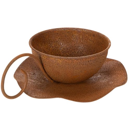 Vintage hrdzavo sfarbený kvetináč s podšálkou, Ø17,5 cm V6 cm | Floristik24.sk