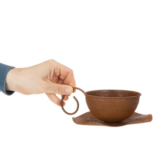 Vintage hrdzavo sfarbený kvetináč s podšálkou, Ø17,5 cm V6 cm | Floristik24.sk
