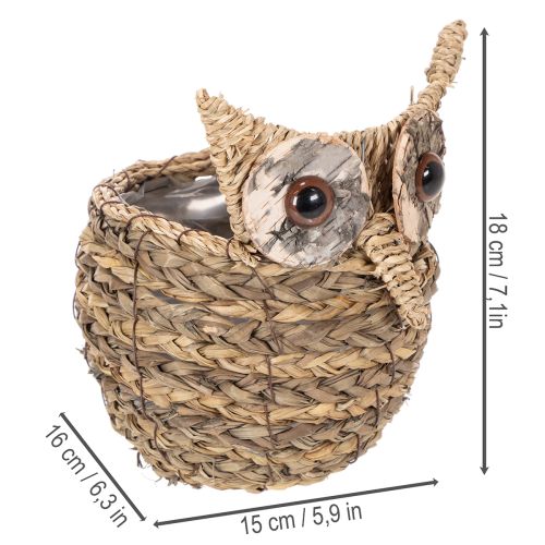 Ručne tkaná dekorácia v tvare košíka sovy na parapet, 18 cm | Floristik24.sk