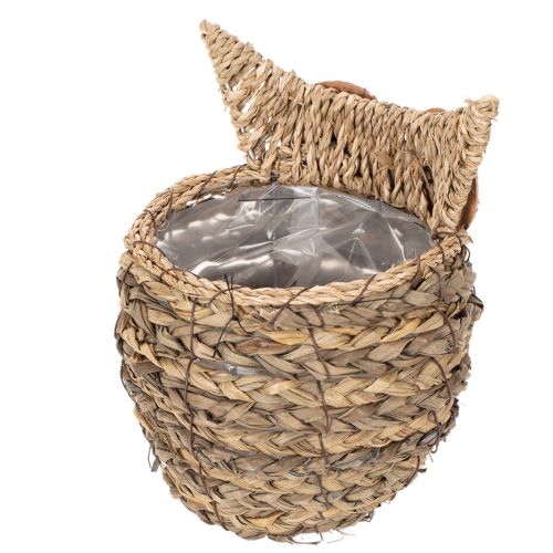 Ručne tkaná dekorácia v tvare košíka sovy na parapet, 18 cm | Floristik24.sk
