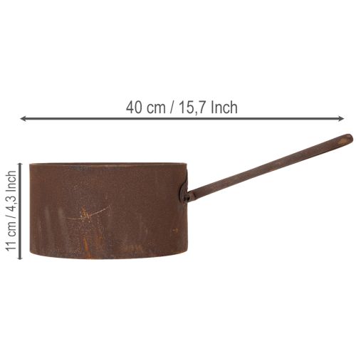 Kovový kvetináč, kvetináč, hrdzavo sfarbená panvica, dekoratívny predmet, Ø20cm V11cm | Floristik24.sk