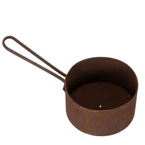 Kovový kvetináč, kvetináč, hrdzavo sfarbená panvica, dekoratívny predmet, Ø20cm V11cm | Floristik24.sk
