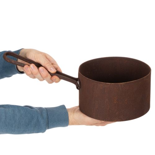 Kovový kvetináč, kvetináč, hrdzavo sfarbená panvica, dekoratívny predmet, Ø20cm V11cm | Floristik24.sk