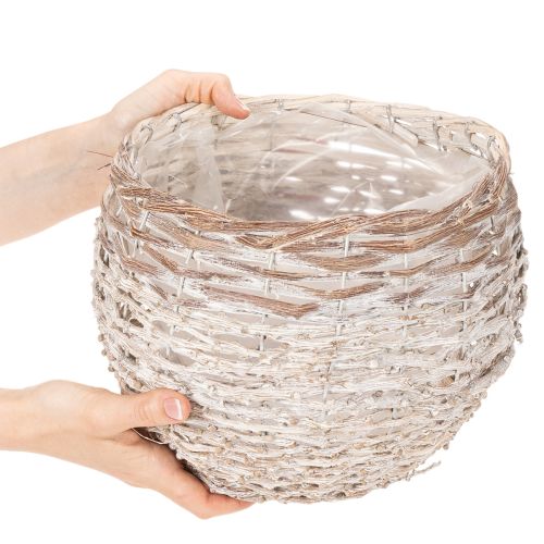 Okrúhly pletený košík, veľký dekoratívny košík na výsadbu, 23 cm | Floristik24.sk