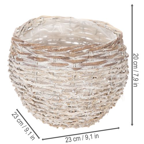 Okrúhly pletený košík, veľký dekoratívny košík na výsadbu, 23 cm | Floristik24.sk