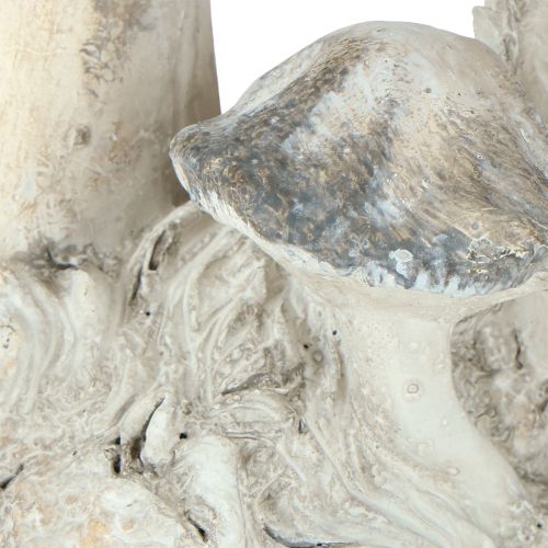 položky Dekorácia z liateho kameňa s hubami, sivá, biela, 21,5 × 18 × 22 cm