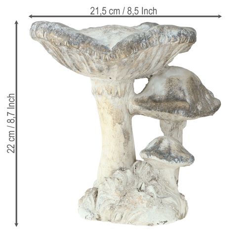 položky Dekorácia z liateho kameňa s hubami, sivá, biela, 21,5 × 18 × 22 cm