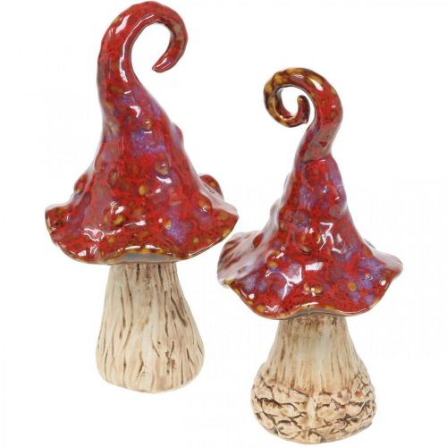 Floristik24 Keramické hríby magický les červená dekoračná hubová keramická dekorácia V16cm 2ks