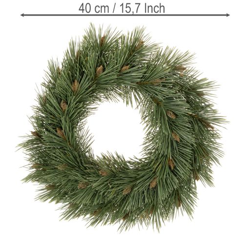 Umelý veniec z borovicových konárov s malými šiškami, 40 cm | Floristik24.sk