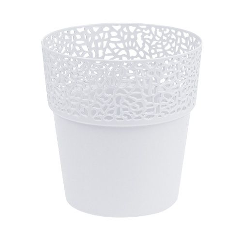 Floristik24 Plastový kvetináč biely Ø14,5cm H15,5cm 1 kus