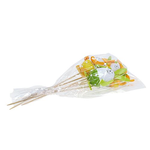 Floristik24 Plastový zajačik vajíčko 7cm - 9cm bielo-zelený na paličke 6ks