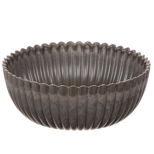 Rebrovaná miska, antracitová, dekoratívna miska, okrúhla, 15 cm, 2 kusy