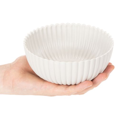 Okrúhla, rebrovaná miska v bielej farbe na všestrannú dekoráciu, 15 cm, 2 kusy | Floristik24.sk