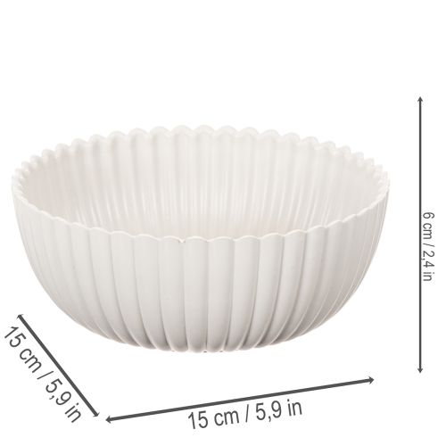 Okrúhla, rebrovaná miska v bielej farbe na všestrannú dekoráciu, 15 cm, 2 kusy | Floristik24.sk