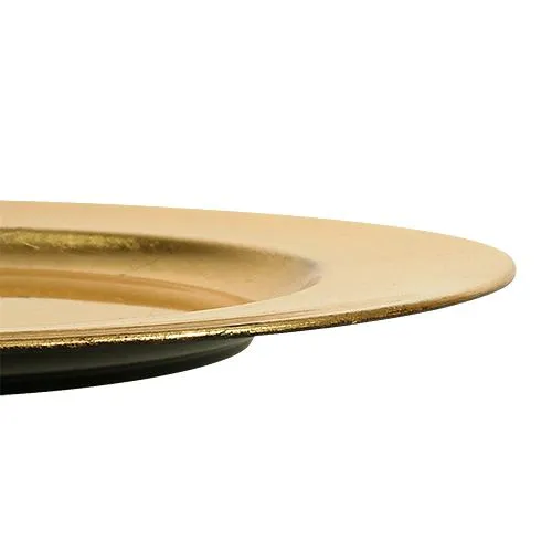 Plastový tanier Ø33cm zlatý s efektom plátkového zlata | Floristik24.sk