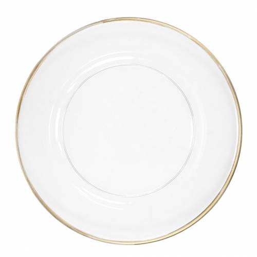 Floristik24 Ozdobný tanier so zlatým okrajom z číreho plastu Ø33cm