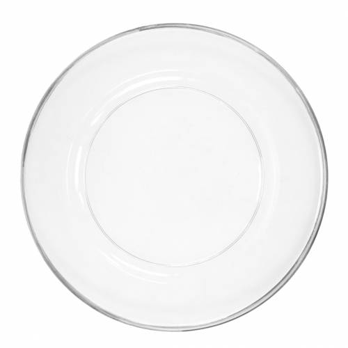 Floristik24 Ozdobný tanier so strieborným okrajom z číreho plastu Ø33cm