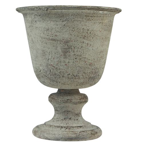 Floristik24 Pohár starožitný kovový pohár váza sivá/hnedá Ø18,5cm 21,5cm