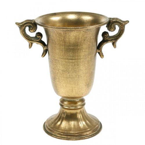 Floristik24 Ozdobný pohár s uškami zlatá Ø11cm H17,8cm starožitný vzhľad