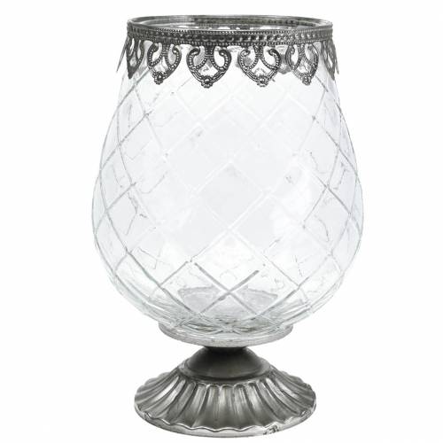Floristik24 Ozdobný sklenený pohár s kovovým podstavcom Ø16cm V23,5cm
