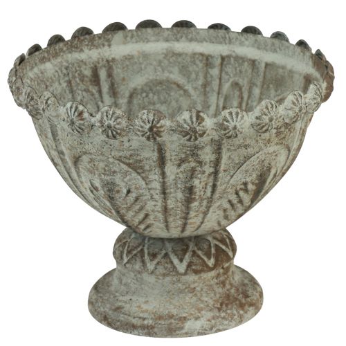 Floristik24 Váza na pohár kovový ozdobný pohár hnedobiely Ø15cm V12,5cm