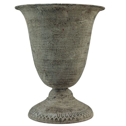 Váza na pohár kovová šedá/hnedá starožitná Ø20,5cm V25cm