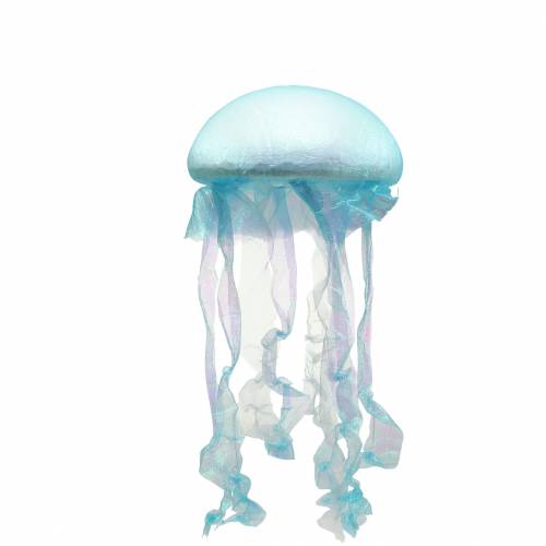 Floristik24 Ozdobná medúza na zavesenie modrá trblietavá s LED svetlom Ø26 V65cm