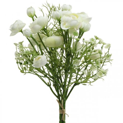 Floristik24 Ranunculus Kytica Umelé kvety Hodvábne kvety Biele L37cm
