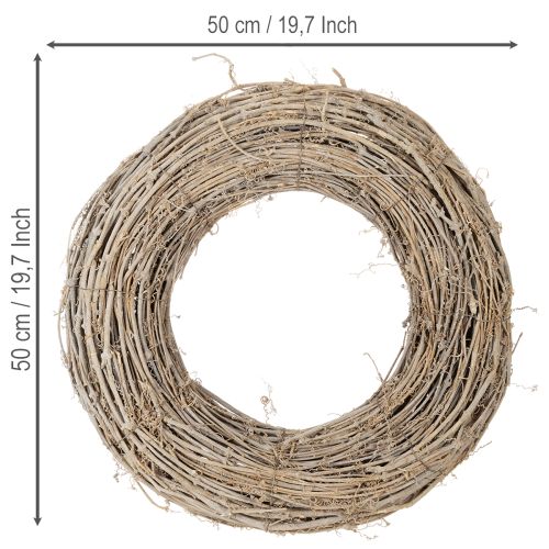 Dekoratívny veniec, ratanové konáre, bielo natreté, pre kreatívny dizajn, 50 cm | Floristik24.sk