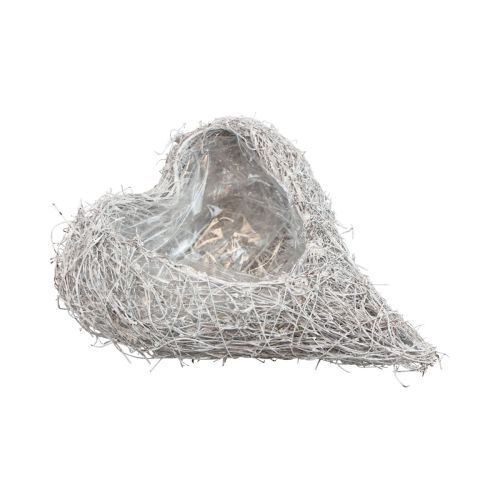 Floristik24 Vinič srdiečko rastlina srdiečko miska na rastlinu biela prírodná 16×21×8cm