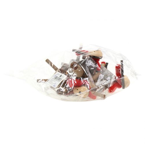 Floristik24 Drevený sob natur, biely 11cm 6ks