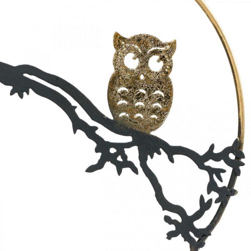 položky Okenná dekorácia sova na konári jeseň, ozdobný prsteň kovový 22cm