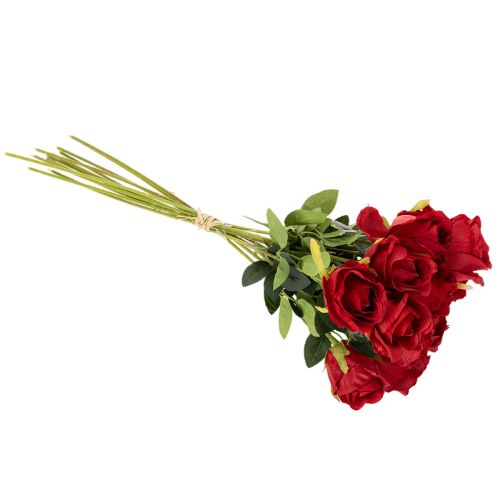 Umelá ruža s dlhou stonkou, červený umelý kvet, 62 cm, 12 kusov | Floristik24.sk